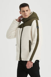 Blouson Homme à Capuche en Sherpa avec Empiècements Contrastés GRÉGOIRE