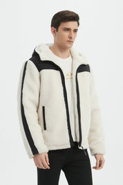 Blouson Homme à Capuche en Sherpa avec Empiècements Contrastés GRÉGOIRE