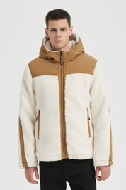 Blouson Homme à Capuche en Sherpa avec Empiècements Contrastés GRÉGOIRE