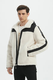 Blouson Homme à Capuche en Sherpa avec Empiècements Contrastés GRÉGOIRE