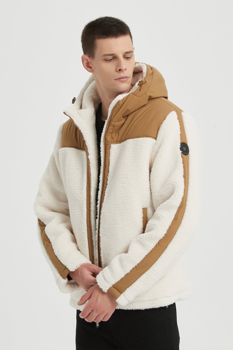 Blouson Homme à Capuche en Sherpa avec Empiècements Contrastés GRÉGOIRE