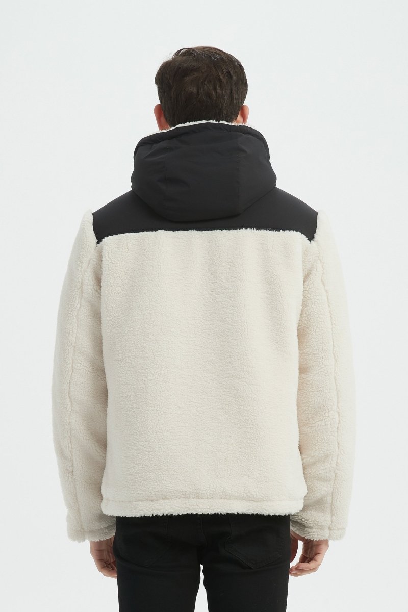 Blouson Homme à Capuche en Sherpa avec Empiècements Contrastés GRÉGOIRE