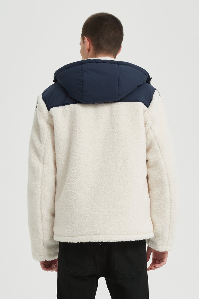 Blouson Homme à Capuche en Sherpa avec Empiècements Contrastés GRÉGOIRE