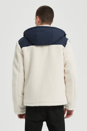 Blouson Homme à Capuche en Sherpa avec Empiècements Contrastés GRÉGOIRE