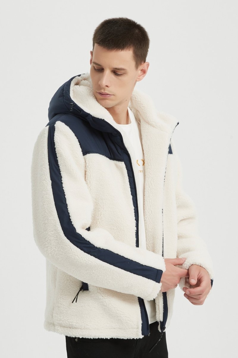 Blouson Homme à Capuche en Sherpa avec Empiècements Contrastés GRÉGOIRE