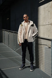 Blouson Homme à Capuche en Sherpa avec Empiècements Contrastés GRÉGOIRE