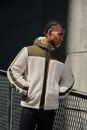 Blouson Homme à Capuche en Sherpa avec Empiècements Contrastés GRÉGOIRE