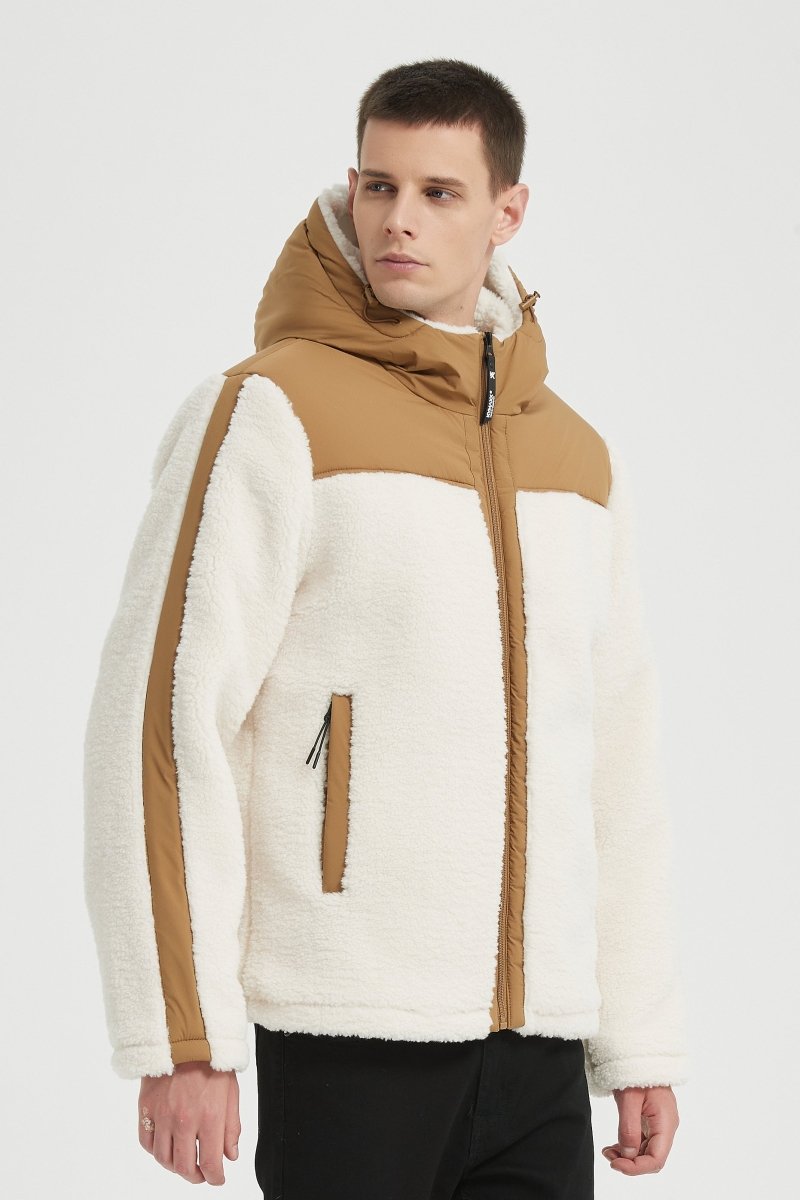 Blouson Homme à Capuche en Sherpa avec Empiècements Contrastés GRÉGOIRE