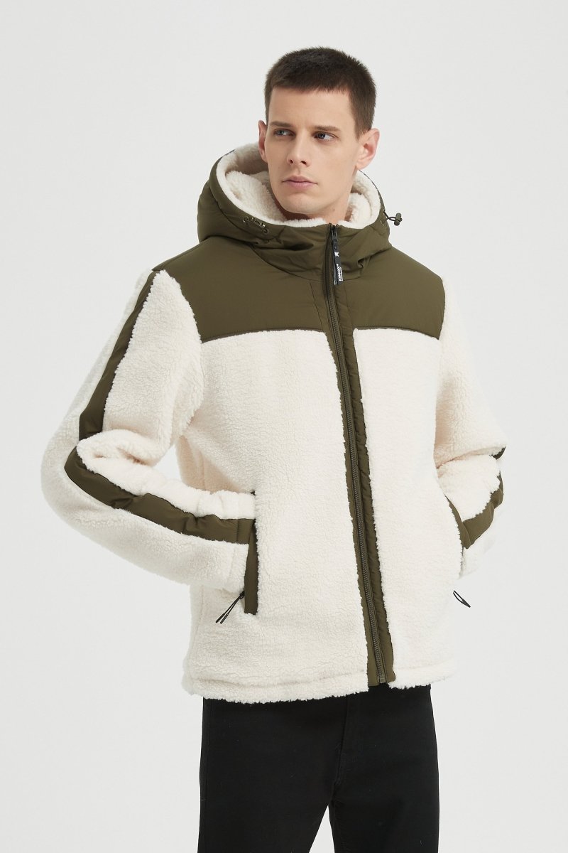 Blouson Homme à Capuche en Sherpa avec Empiècements Contrastés GRÉGOIRE