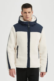 Blouson Homme à Capuche en Sherpa avec Empiècements Contrastés GRÉGOIRE