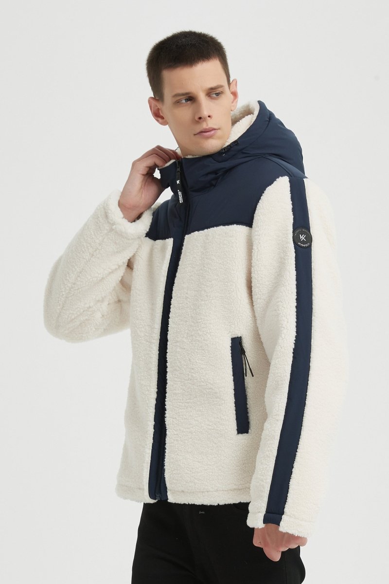 Blouson Homme à Capuche en Sherpa avec Empiècements Contrastés GRÉGOIRE