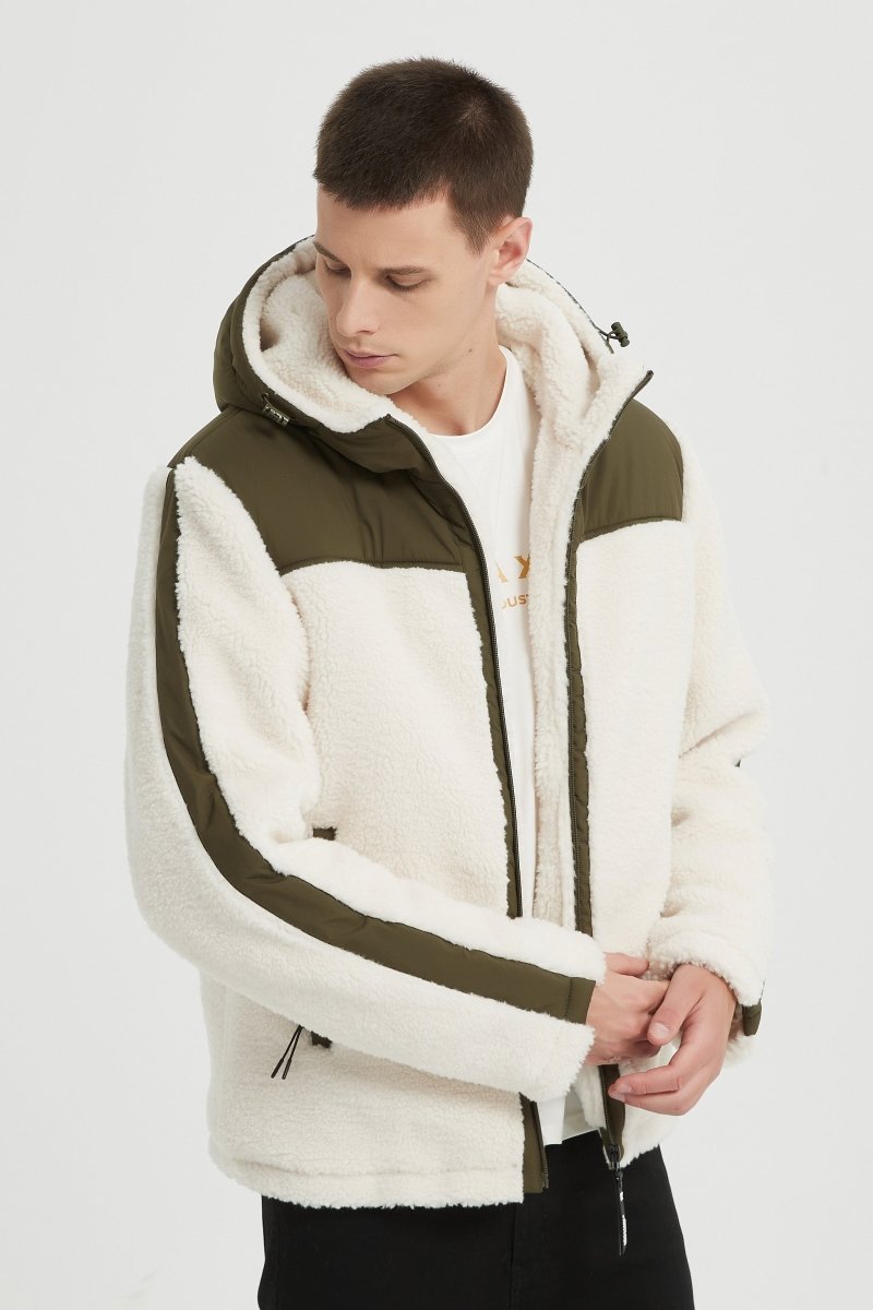 Blouson Homme à Capuche en Sherpa avec Empiècements Contrastés GRÉGOIRE
