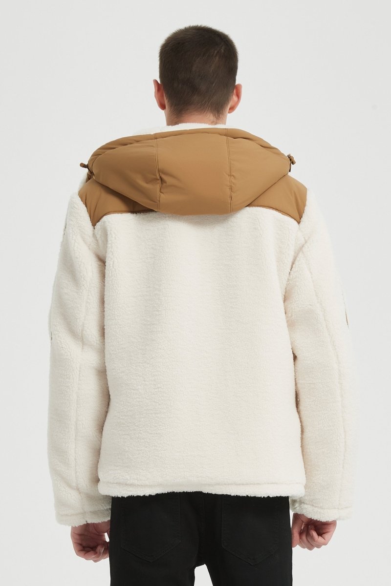 Blouson Homme à Capuche en Sherpa avec Empiècements Contrastés GRÉGOIRE