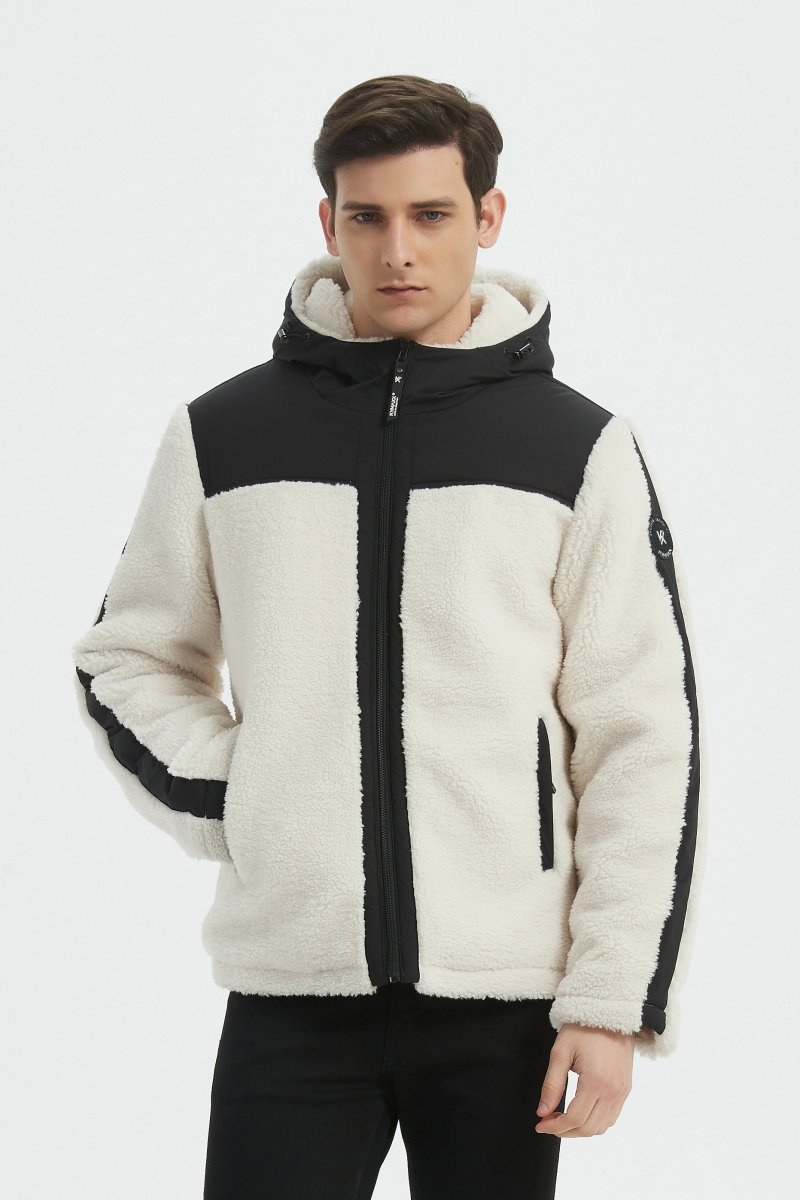 Blouson Homme à Capuche en Sherpa avec Empiècements Contrastés GRÉGOIRE