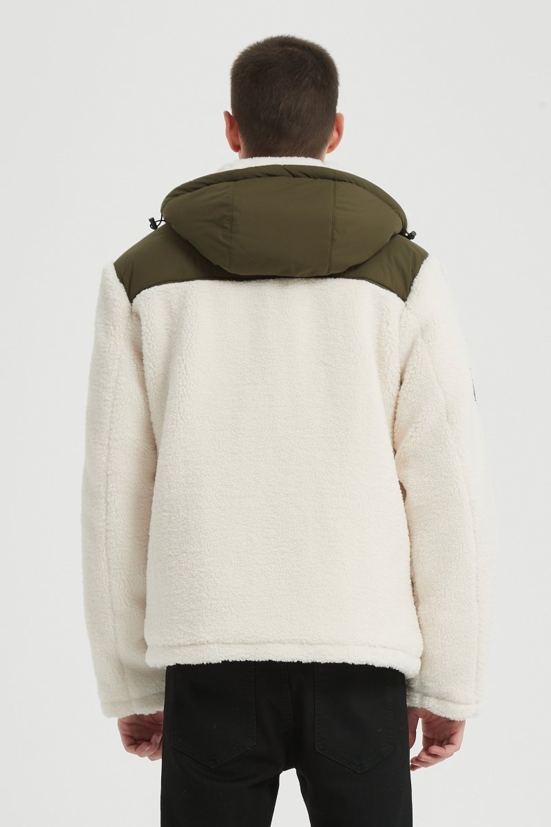 Blouson Homme à Capuche en Sherpa avec Empiècements Contrastés GRÉGOIRE