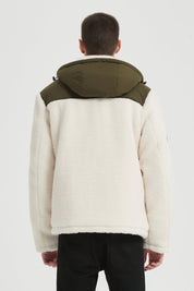 Blouson Homme à Capuche en Sherpa avec Empiècements Contrastés GRÉGOIRE