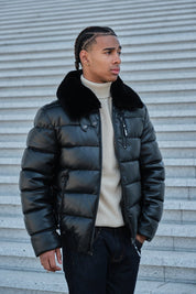 Blouson Homme Effet Cuir Matelassé XAVIER