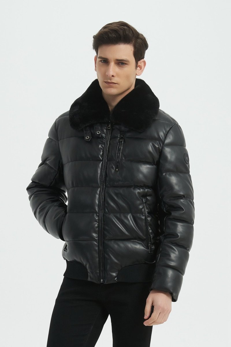Blouson Homme Effet Cuir Matelassé XAVIER