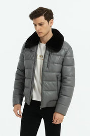 Blouson Homme Effet Cuir Matelassé XAVIER