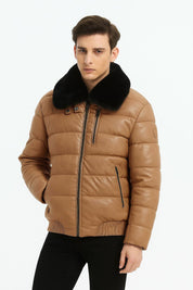 Blouson Homme Effet Cuir Matelassé XAVIER