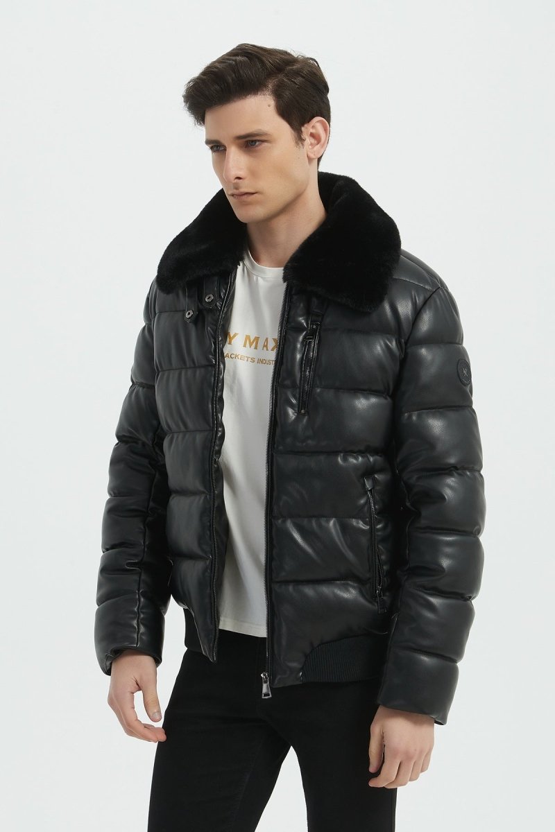 Blouson Homme Effet Cuir Matelassé XAVIER