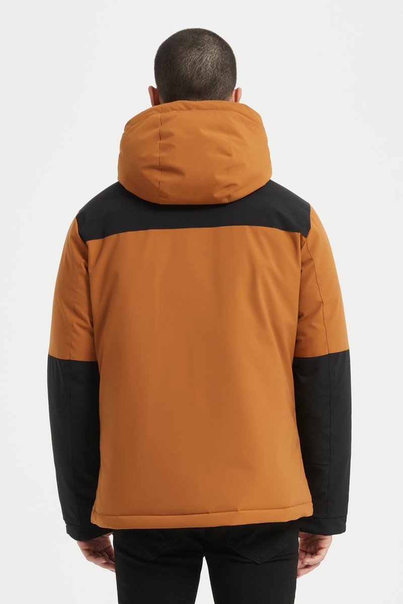 Doudoune Bicolore Camel et Noir avec Capuche – Style Urbain & Confort Thermique CONSTANT
