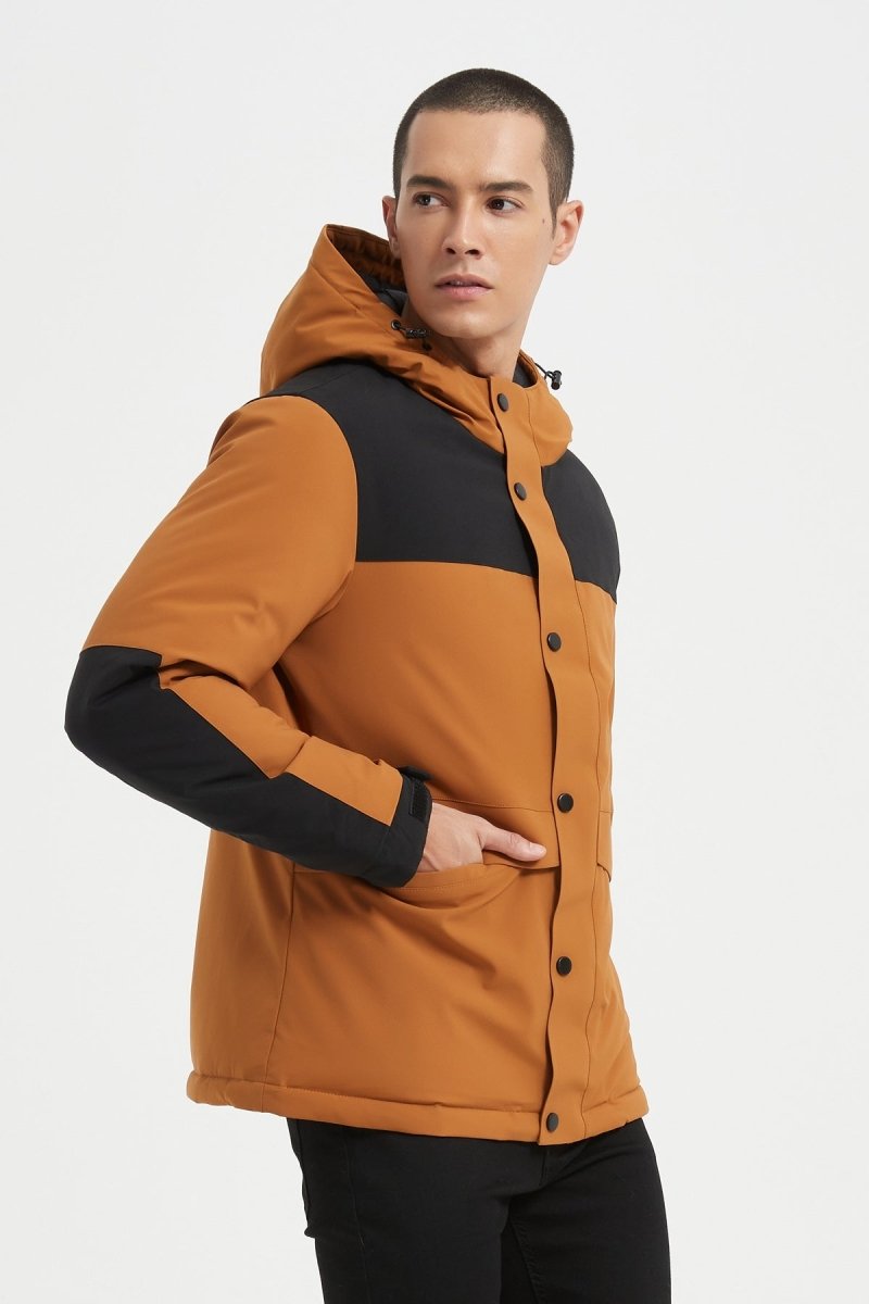 Doudoune Bicolore Camel et Noir avec Capuche – Style Urbain & Confort Thermique CONSTANT