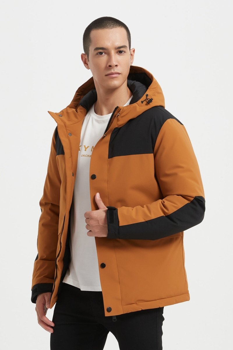 Doudoune Bicolore Camel et Noir avec Capuche – Style Urbain & Confort Thermique CONSTANT