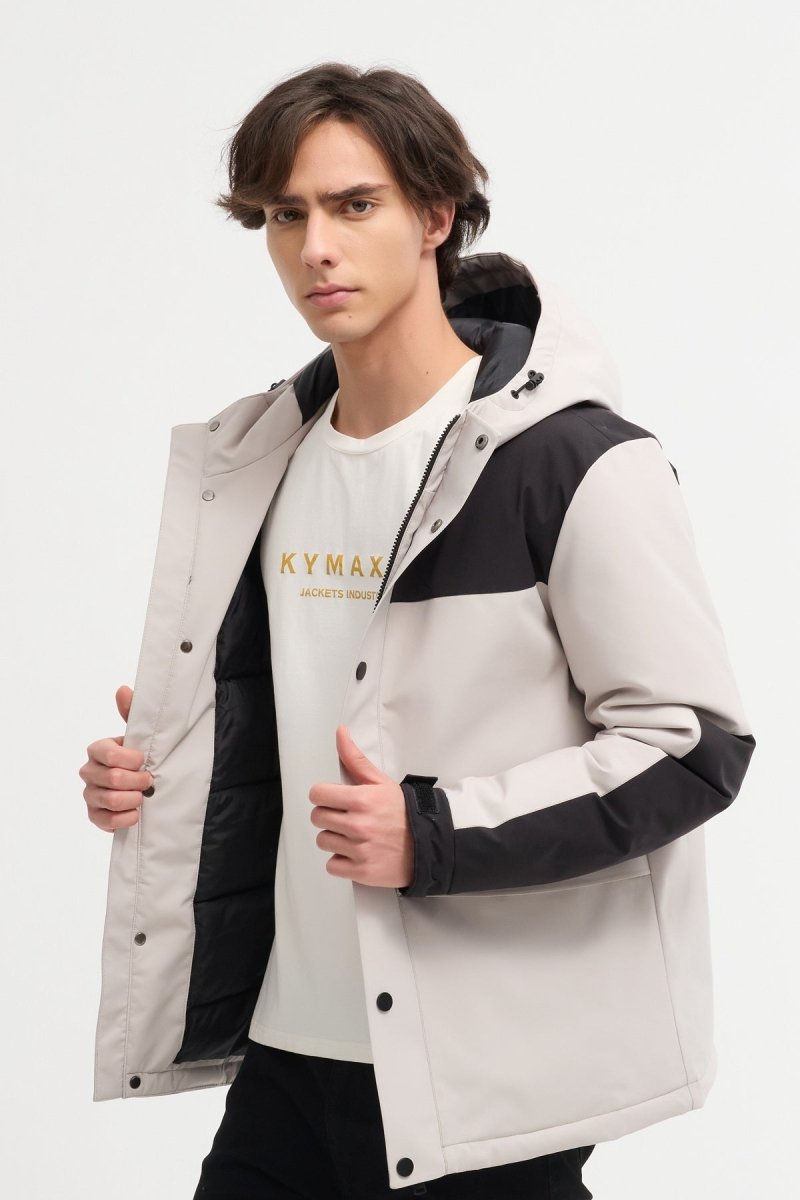 Doudoune Bicolore ecru et noir avec Capuche – Style Urbain & Confort Thermique CONSTANT