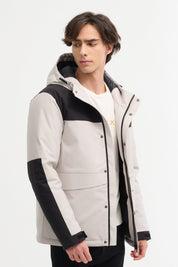 Doudoune Bicolore ecru et noir avec Capuche – Style Urbain & Confort Thermique CONSTANT