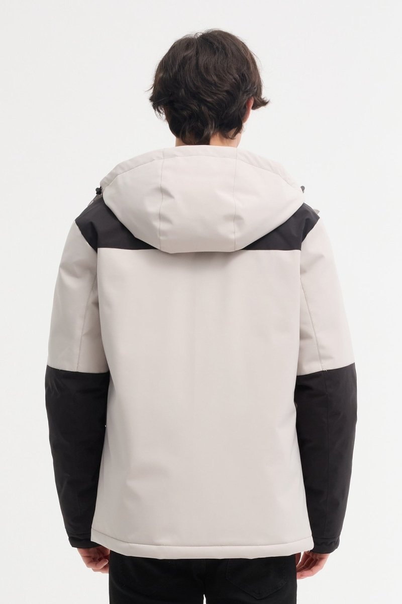 Doudoune Bicolore ecru et noir avec Capuche – Style Urbain & Confort Thermique CONSTANT