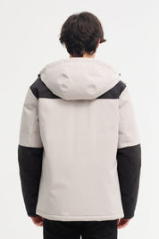 Doudoune Bicolore ecru et noir avec Capuche – Style Urbain & Confort Thermique CONSTANT