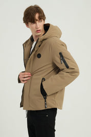 Doudoune courte avec capuche ajustable beige ÉMILE