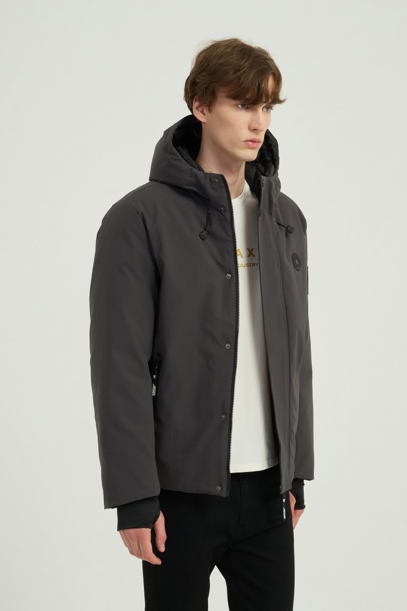 Doudoune courte avec capuche ajustable gris ÉMILE