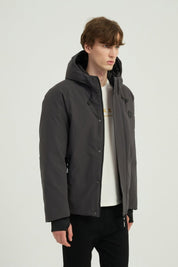 Doudoune courte avec capuche ajustable gris ÉMILE