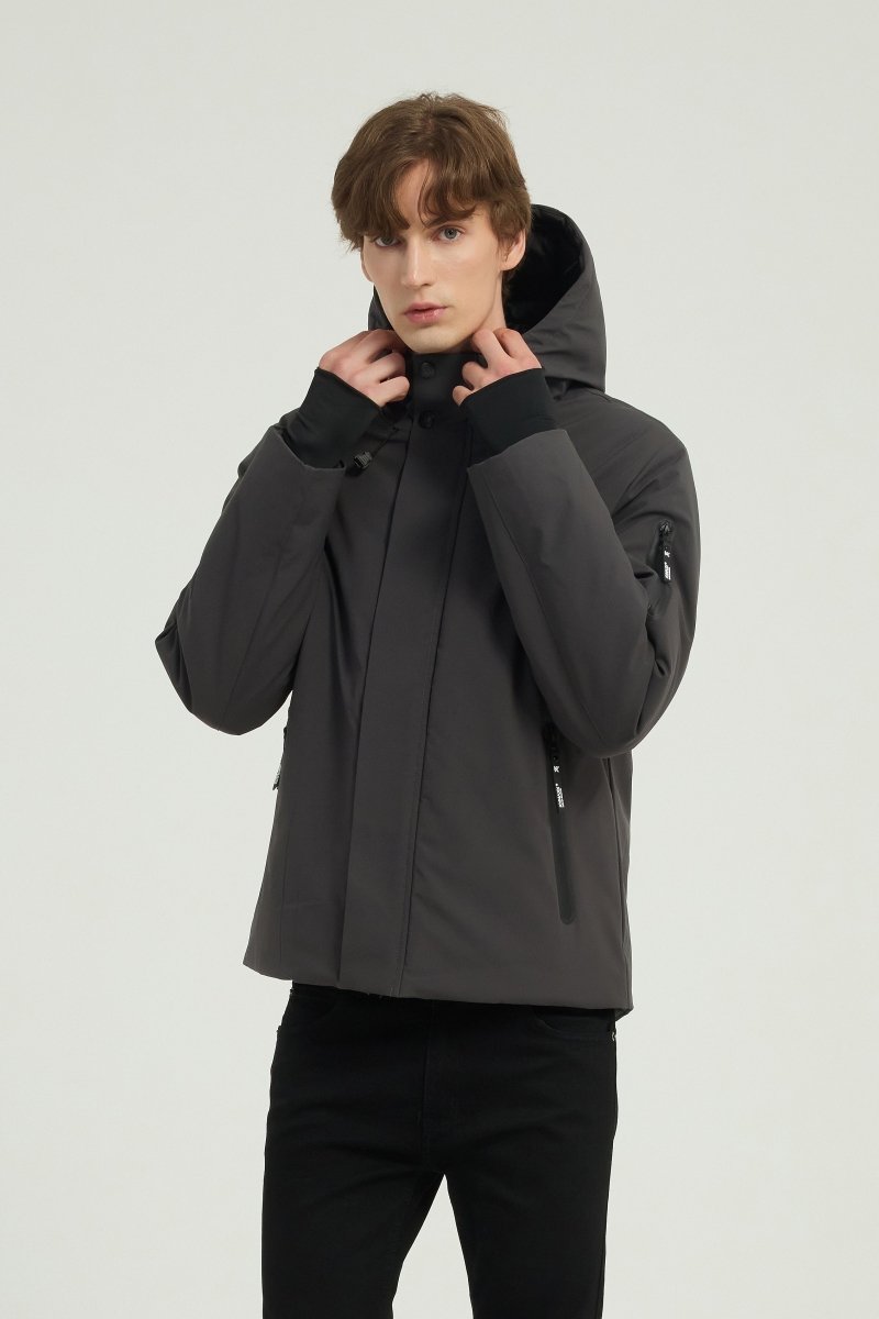 Doudoune courte avec capuche ajustable gris ÉMILE