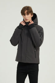 Doudoune courte avec capuche ajustable gris ÉMILE