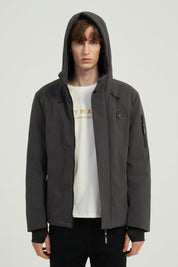 Doudoune courte avec capuche ajustable gris ÉMILE