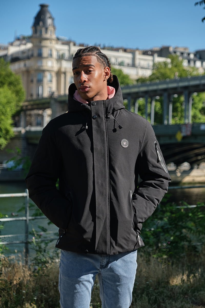 Doudoune courte avec capuche ajustable noir ÉMILE