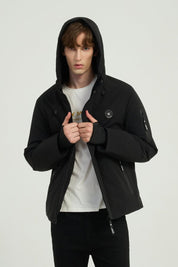 Doudoune courte avec capuche ajustable noir ÉMILE