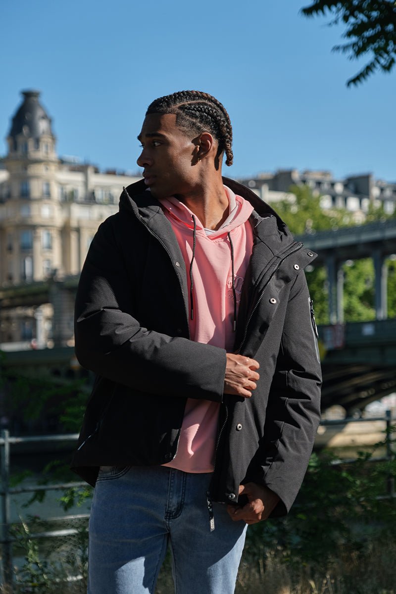 Doudoune courte avec capuche ajustable noir ÉMILE