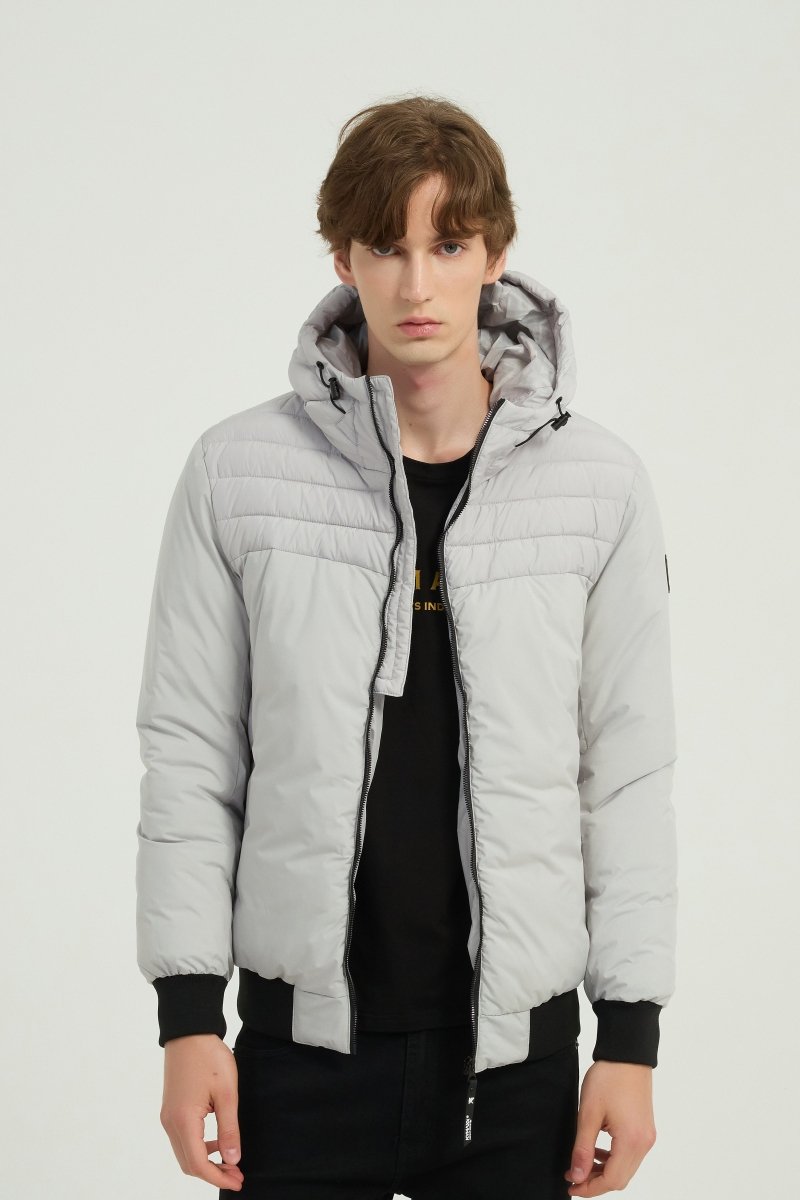 Doudoune gris clair à capuche SYLVAIN
