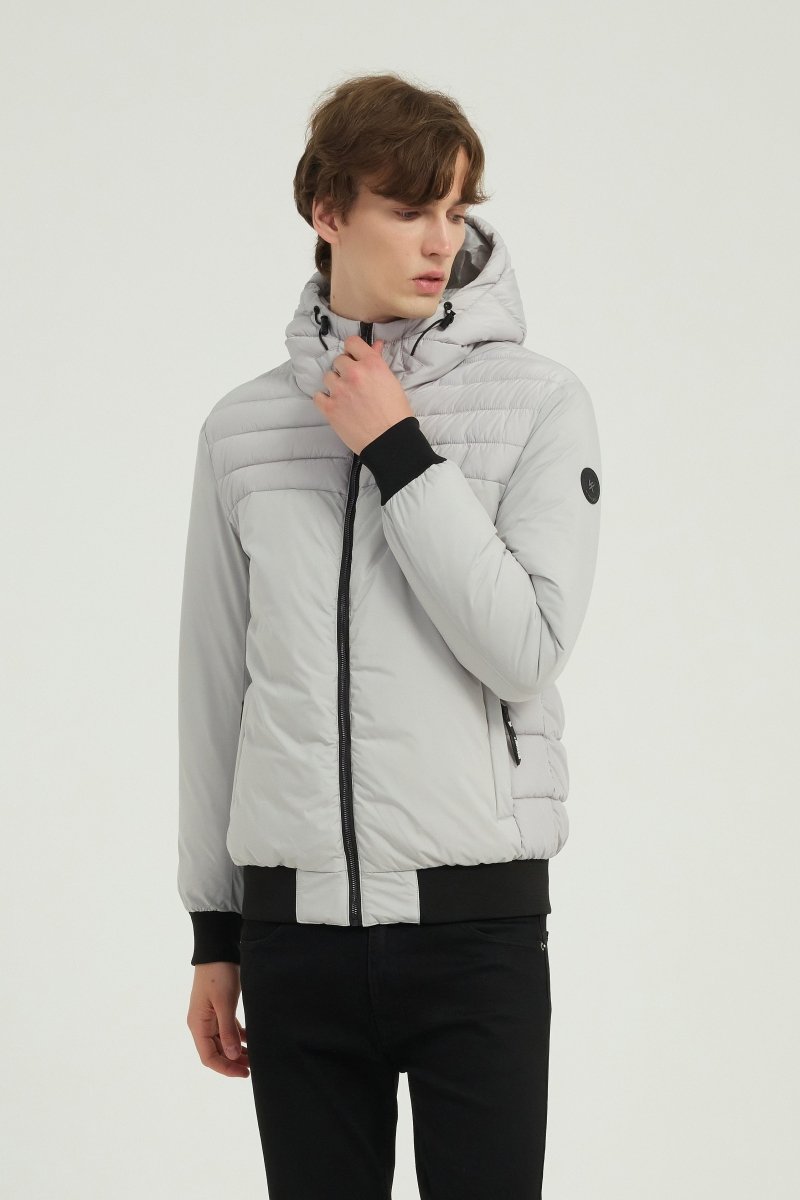 Doudoune gris clair à capuche SYLVAIN