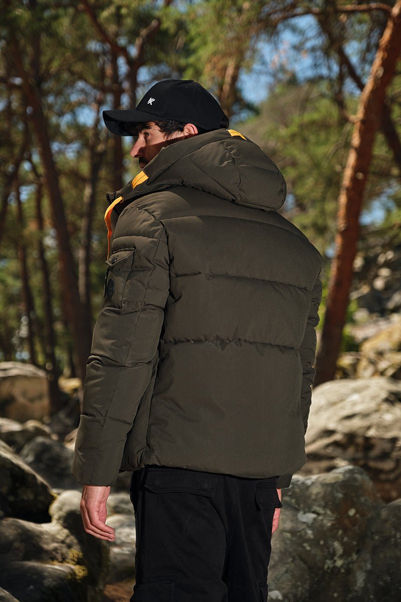 Doudoune Homme avec Capuche Modèle Chaud et Matelassé pour l’Hiver KAKI JOËL