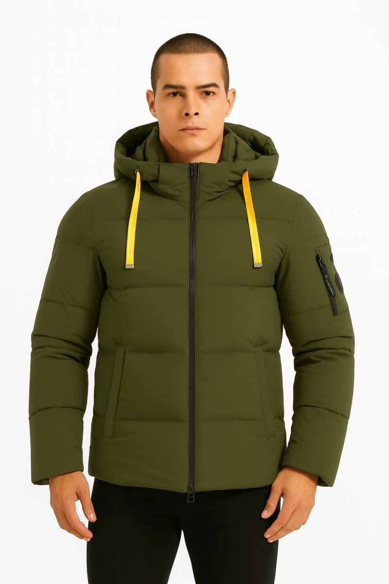 Doudoune Homme avec Capuche Modèle Chaud et Matelassé pour l’Hiver KAKI JOËL