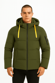 Doudoune Homme avec Capuche Modèle Chaud et Matelassé pour l’Hiver KAKI JOËL
