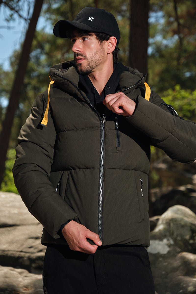 Doudoune Homme avec Capuche Modèle Chaud et Matelassé pour l’Hiver KAKI JOËL