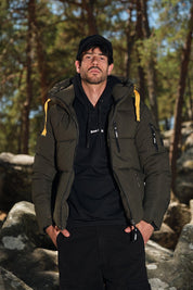 Doudoune Homme avec Capuche Modèle Chaud et Matelassé pour l’Hiver KAKI JOËL