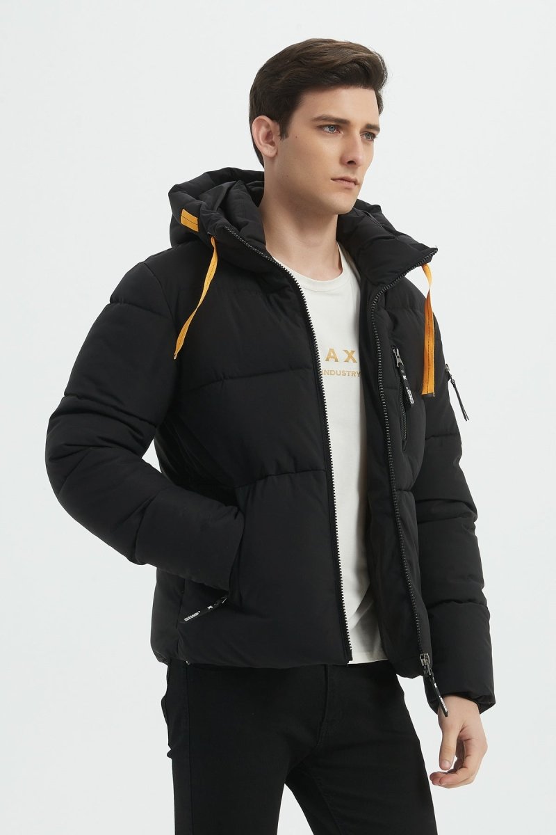 Doudoune Homme avec Capuche Modèle Chaud et Matelassé pour l’Hiver NOIR JOËL