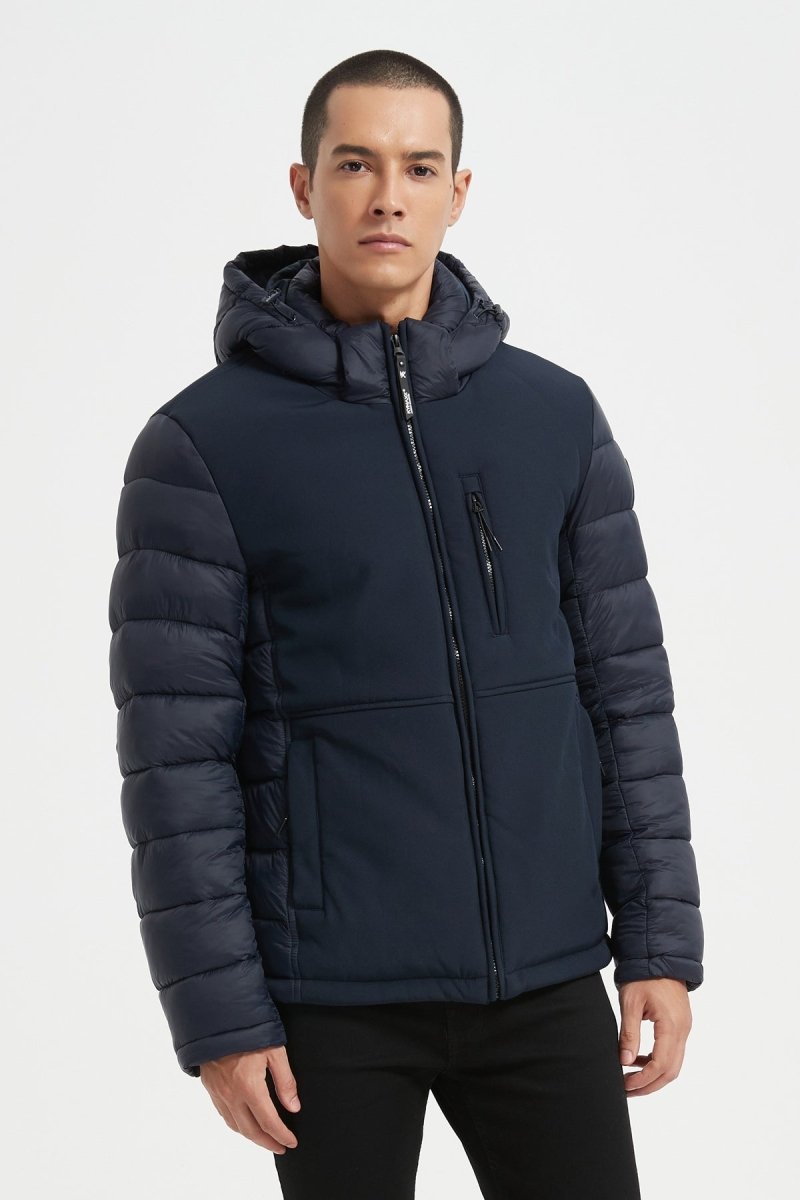 Doudoune Homme Bimatière avec Capuche – BLEU FONCE – BRUNO